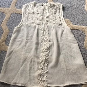 White Sleeveless Blouse with Lace